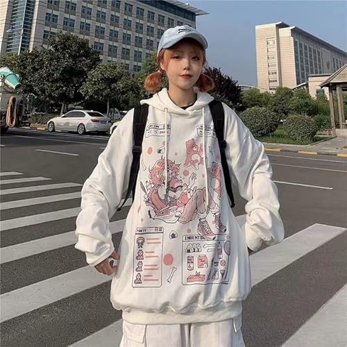 Ahakac Kawaii Emo Gamer Hoodie Clothes Sweatshirt Y2K Anime Cute Oversized Japanese Letter Vintage Harajuku Goth Girl (12,Large,Us,Alpha,Adult,Female,Large,Regular,Regular) #TOP6