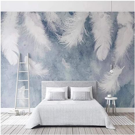Amazon Xbwy 装飾壁画 壁画壁紙現代の白い羽インク壁画リビングルームの寝室アート壁紙 280x0cm 壁紙