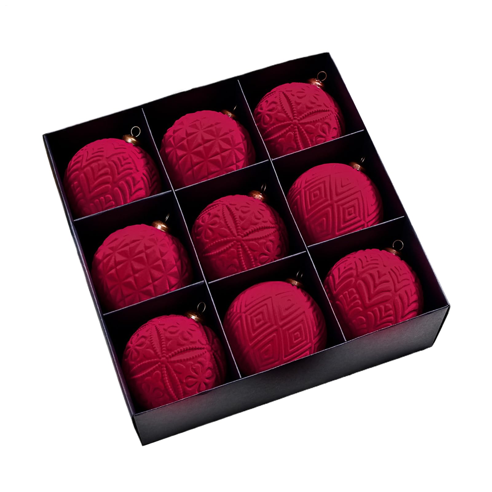 Boules de Noël en velours de 9 cm incassables pour sapin