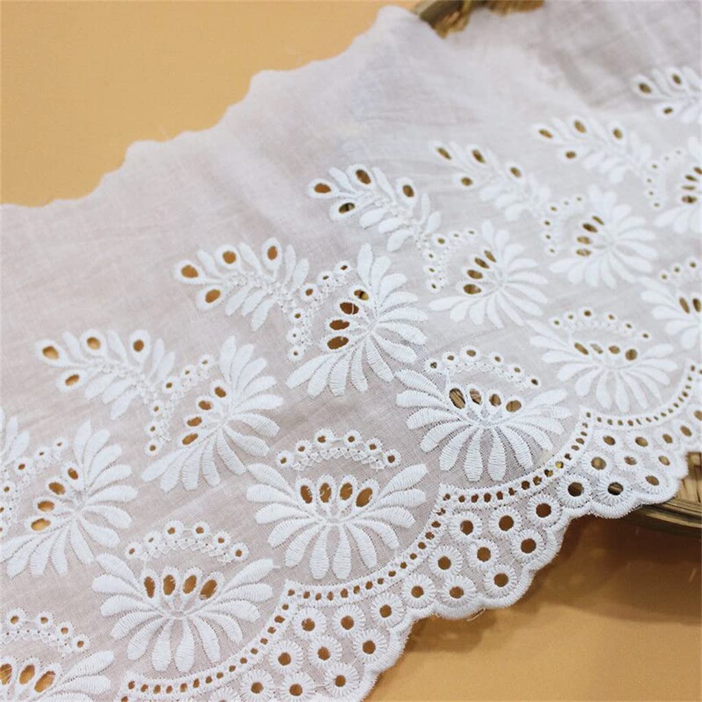Générique Blanc Coton Creux Broderie Fleur Ruban Dentelle Tissu Bricolage Matériel Rideaux Robe Accessoires De Couture (Couleur : Blanc, Taille : 20CM) (Blanc 20CM)