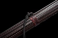 Vista 4 de Espada Katana de espiga completa de acero al manganeso, hoja púrpura y rojo