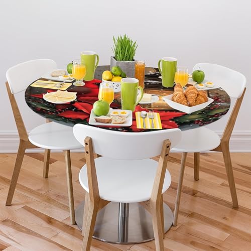 Vista 91 de Cardinal Bird - Mantel redondo ajustable con borde elástico de 36 a 42 pulgadas, mantel redondo elástico, impermeable, lavable, mantel circular