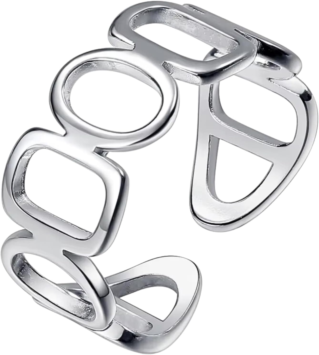 QueenBee Adjustable Geometric Statement Ring for Women – Silver or Gold Plated Asymmetric Open Band, Minimalist Bold Cocktail Design, Gift for Christmas, Valentine’s Day & Birthday