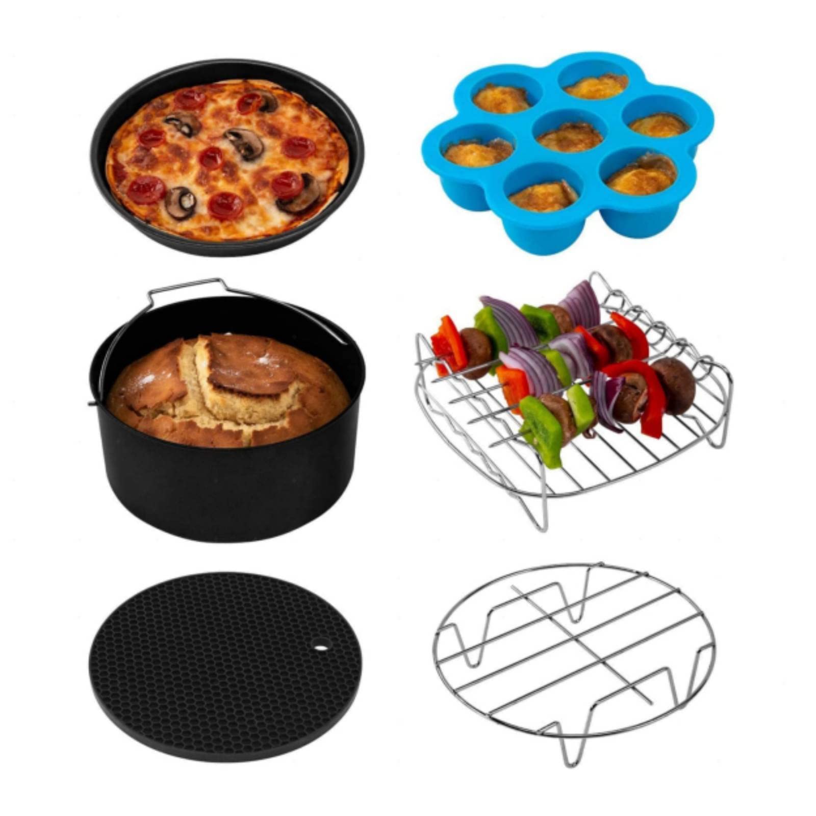 COSORI Backpapier für Heißluftfritteuse 4,5-6L,100 Stück,20cm,für Airfryer,Backofen,Mikrowelle,Dampfgarer,Zubehör,Sechsteiliges Zubehörset für 5,5L Fritteusen Air Fyer aller Marken