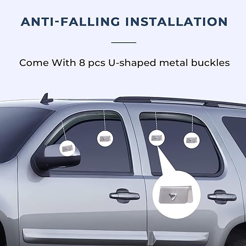 Miniatura 5 de ISSYAUTO Protectores de lluvia para ventana en canal compatibles con Tahoe Yukon 2007-2014, deflectores de ventana lateral, deflectores de