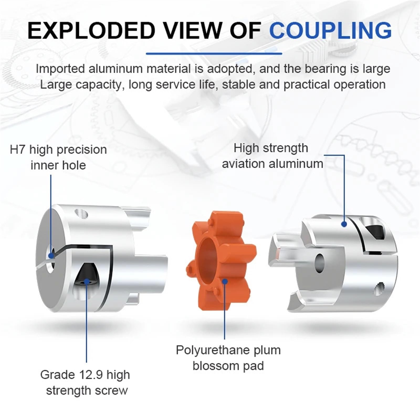 accouplement à mâchoires, LF – Coupleur D25L30 À Deux Mâchoires En Aluminium, Connecteur De Moteur Pas Couplage D'arbre Flexible 5-14mm