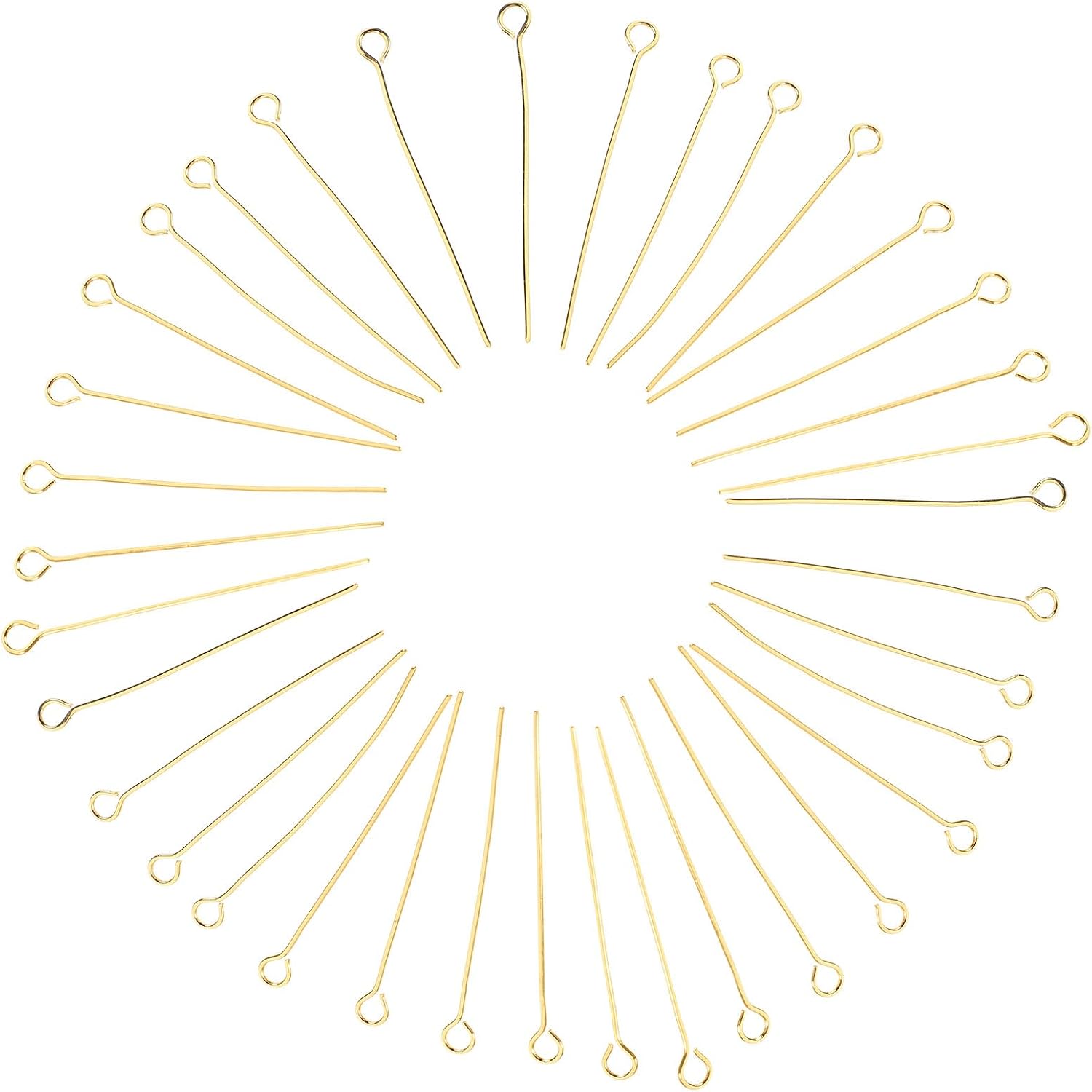 TIDTALEO 100 Pcs Gold Stainless Steel Eye Pins Jewelry Making Headpins DIY Earring Material 35Mm for Necklace Pendant Crafting