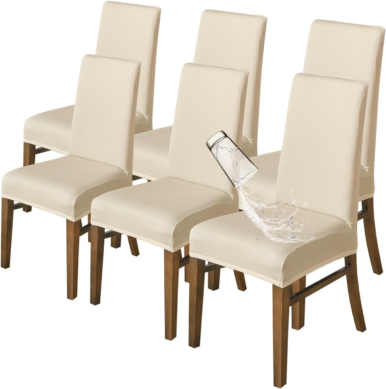 Dining Chair Covers, Stretch Dining Room Chair Covers, Dining Room Chair Protector Slipcovers, for Hotel, Dining Room, Banquet Wedding Party (Brown,Set of 4)