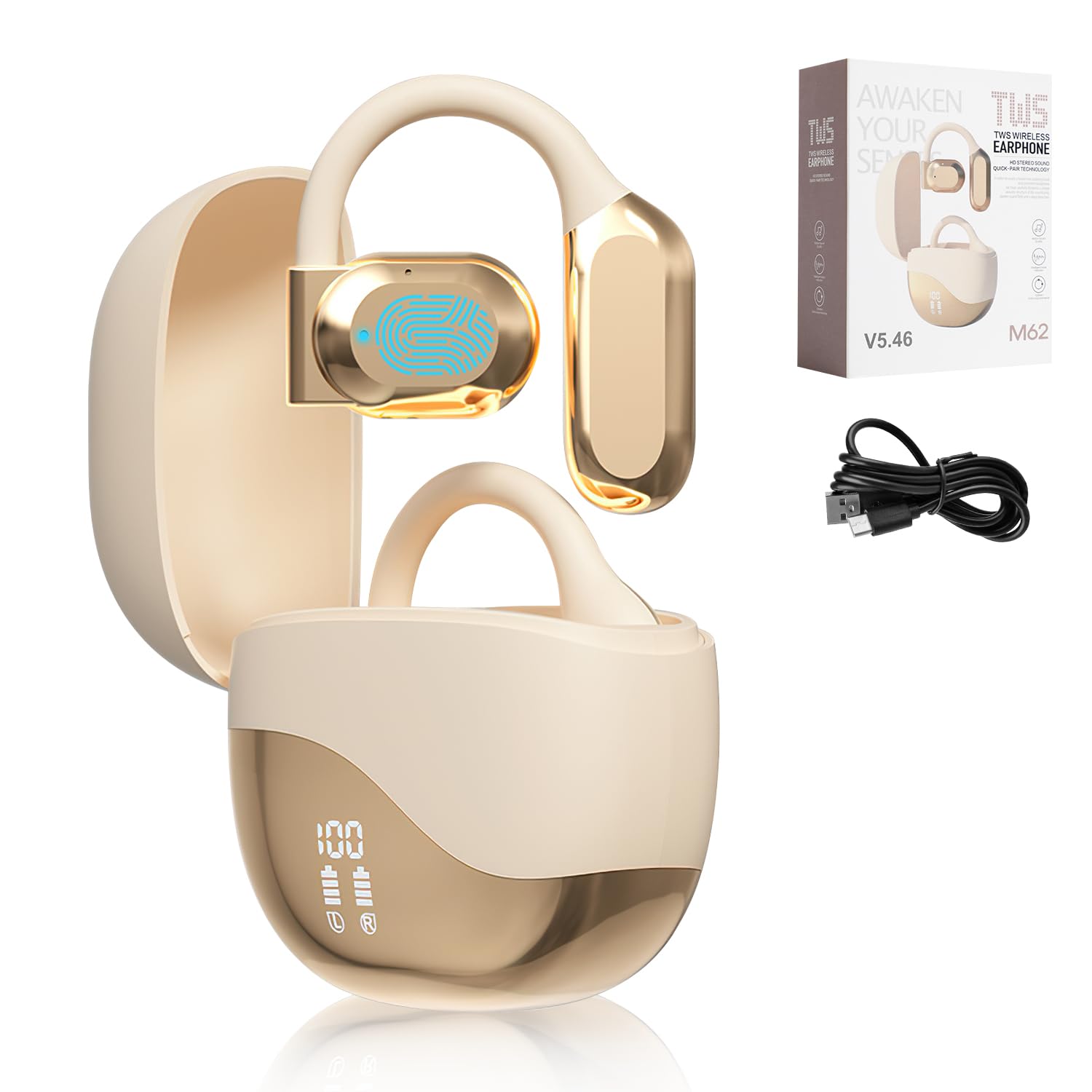 AI Real Time Language Translator Earbuds 2025 New Open Ear AI Translation Earbuds Translation Pods Translator Earbuds for Android iOS,144 Languages Translator Pods for iOS & Android (White)