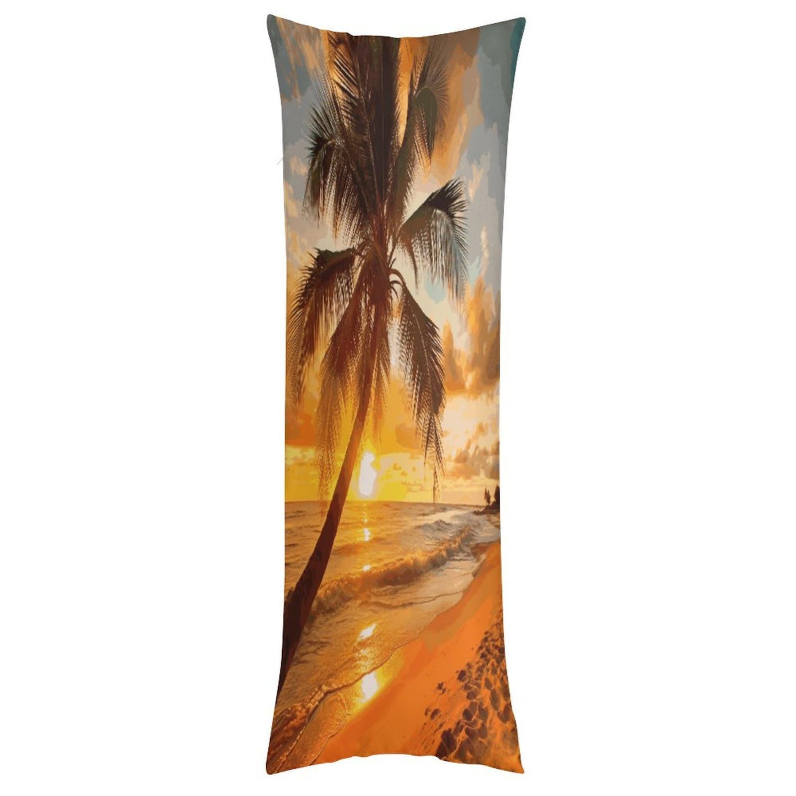 LDGSUPH Tropical Beach Palm Tree Sunset Pillow Cases Soft Pillowcase with Invisible Zipper Wrinkle Resistant Pillow Covers Breathable Removable Pillow Protector for Bed Sofa Car 20"x54"