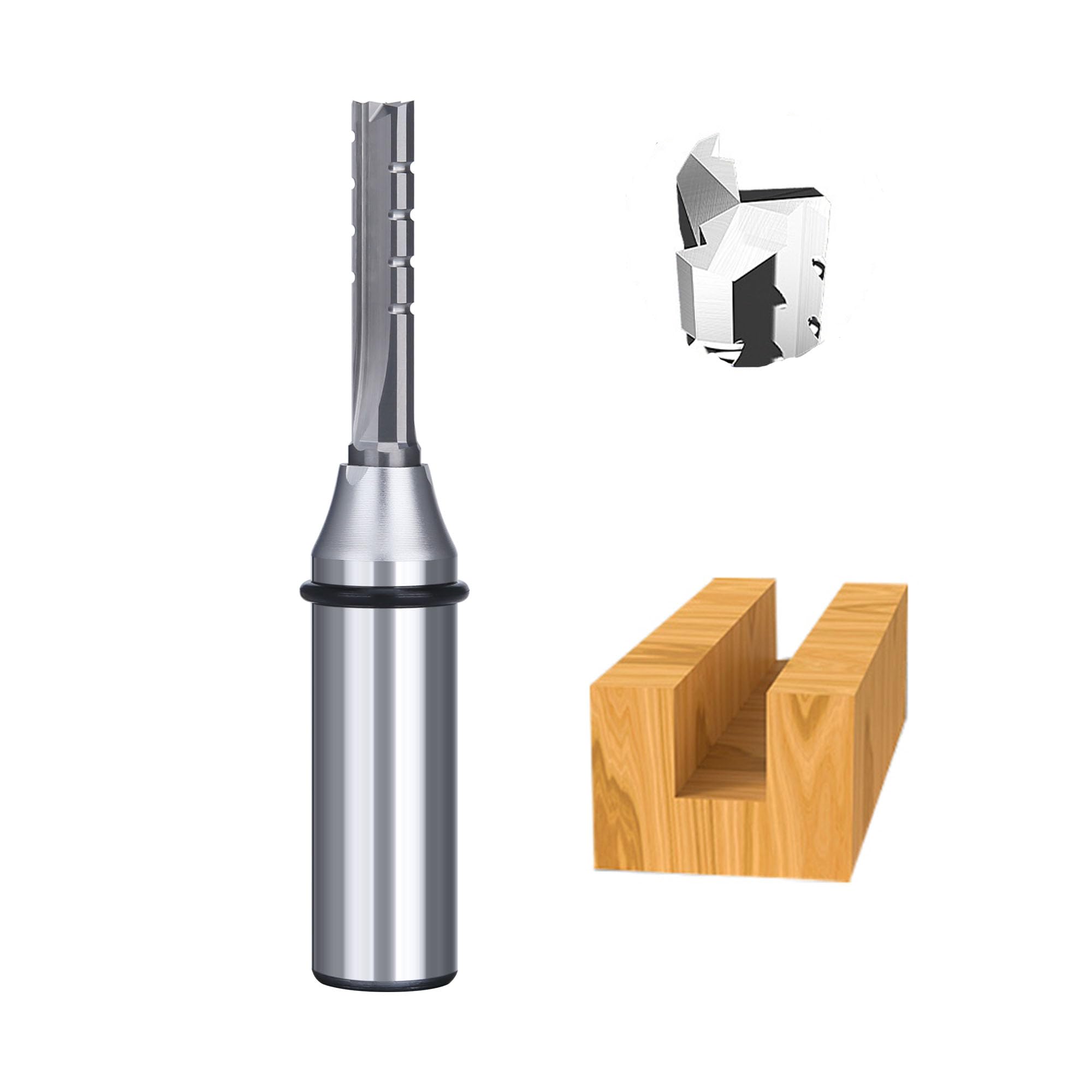HUHAO TCT Straight Router Bits 1/2 Inch Shank,28mm Cutting Depth, 3 Flute Carbide Tipped CNC Milling Cutters for Precision Cutting, Shaping & Trimming