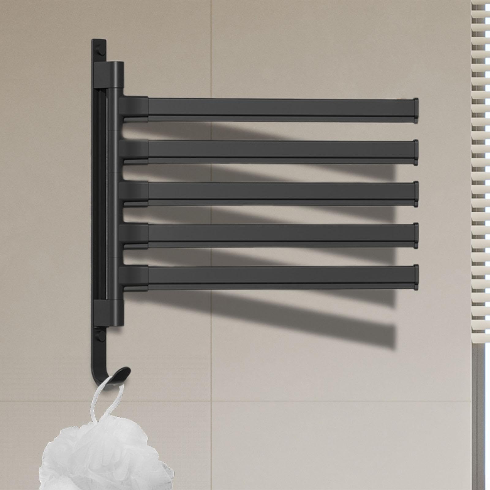 180° Rotating Towel Rack Portable Towel Hanger for Apartment Household Hotel Five Poles 3