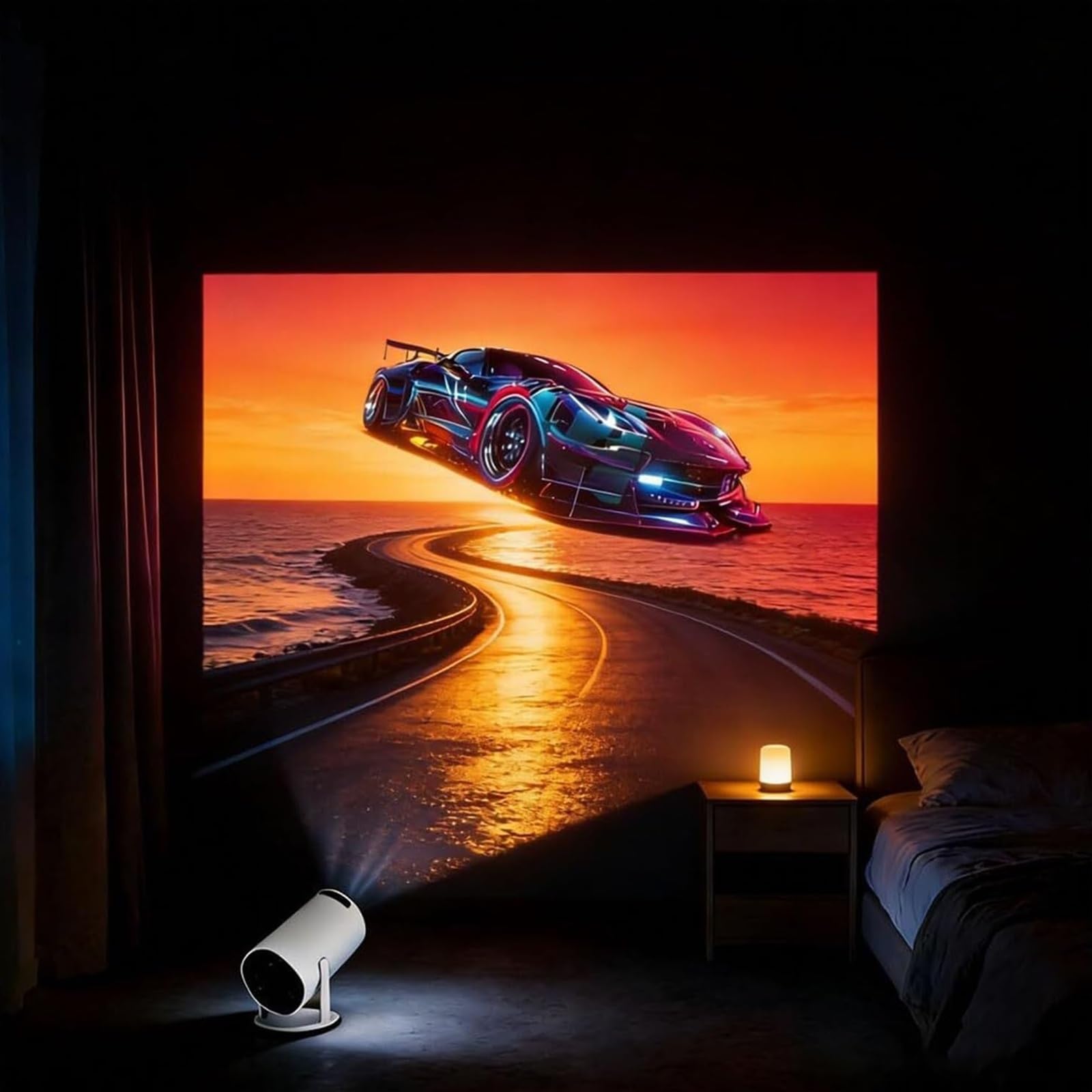 Proiettore Smart Book 4K per lettura, correzione trapezoidale automatica, rotazione a 180°, proiettore finto per un'esperienza immersiva in camera da letto, atmosfera di lettura accogliente