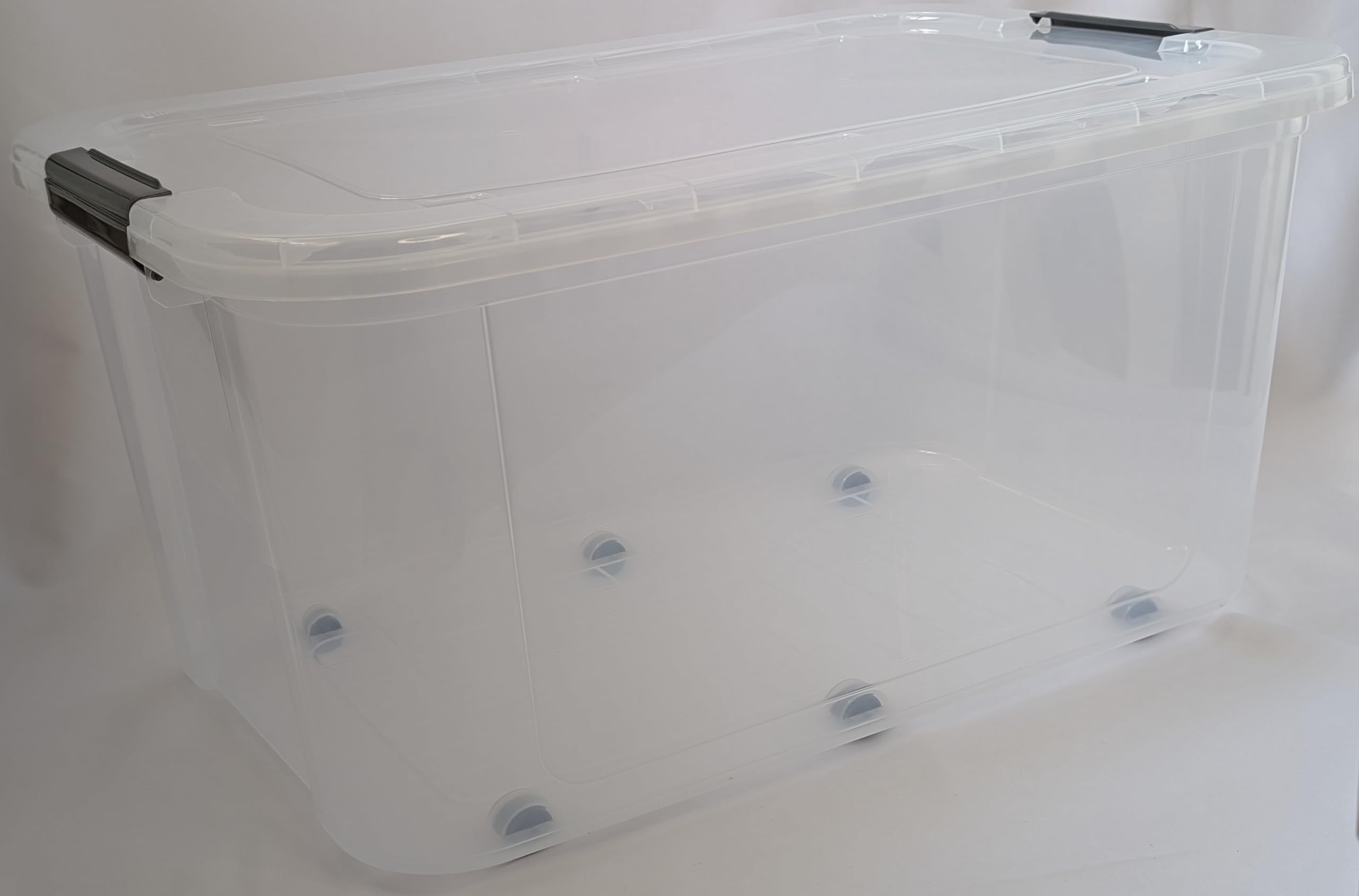 Oms Home Store Clear 2 X Plastic Storage Box Container Home Office Lockable Lid Stackable Box (80L)