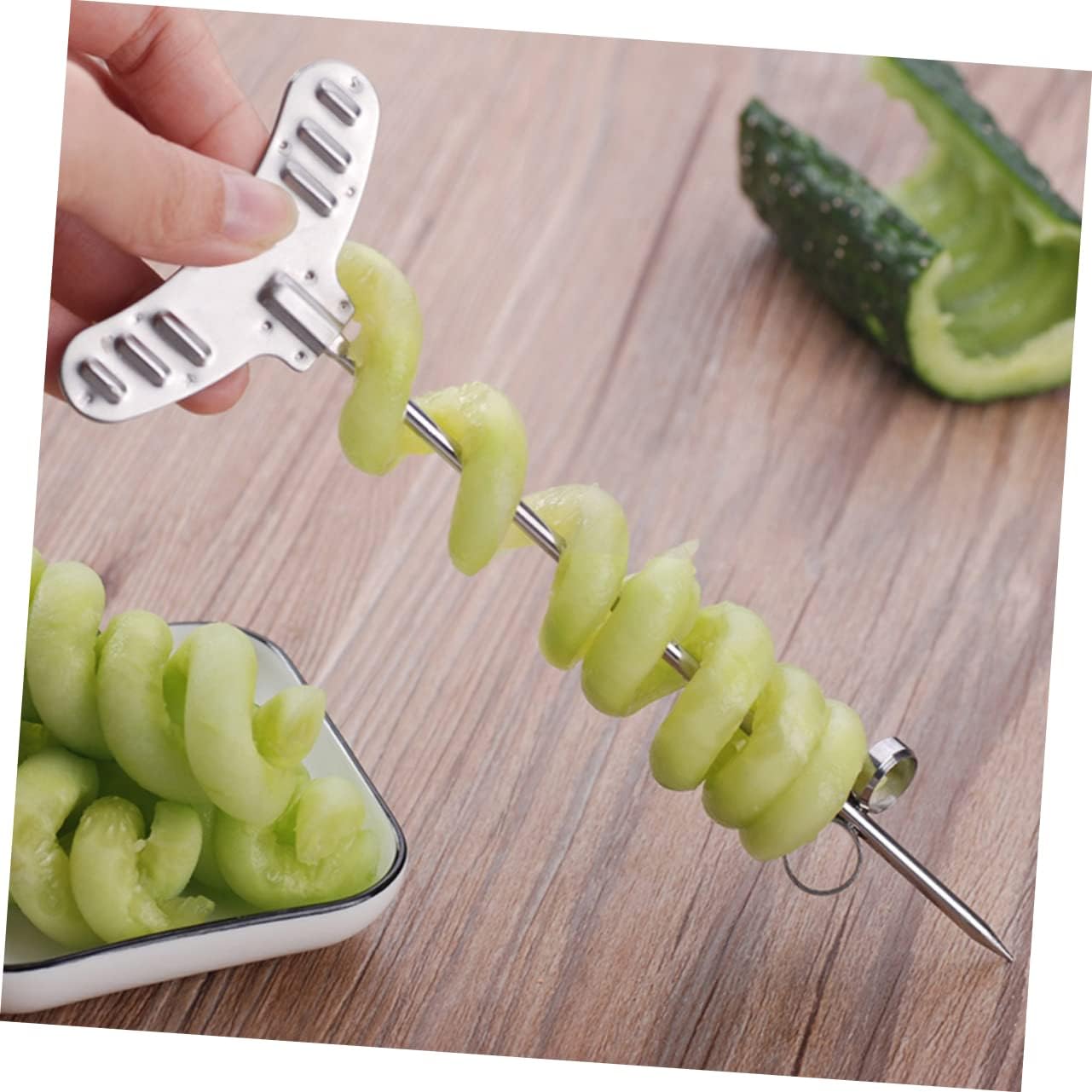 Vegetable Spiral Slice Tool for Cucumber Stainless Steel Silver