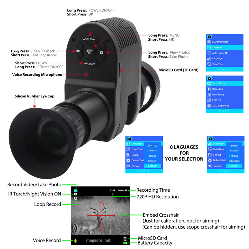 Mira telescópica infrarroja Monocular de visión Nocturna Digital, cámara de Video con Foto IR para una Oscuridad Completa, observación de Caza Nocturna al Aire Libre
