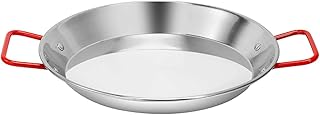 GeKLok Poêle à paella, poêle à frire anti-brûlure en acier inoxydable avec poignées, grande capacité de cuisson pour la maison (28 cm)