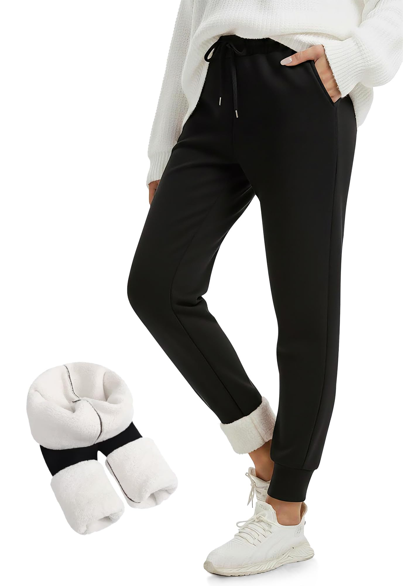 FULLSOFT Thick Fleece Lined Sweatpants for Women-Thermal Warm Athletic Joggers with Pockets Lounge Pants for Running Winter