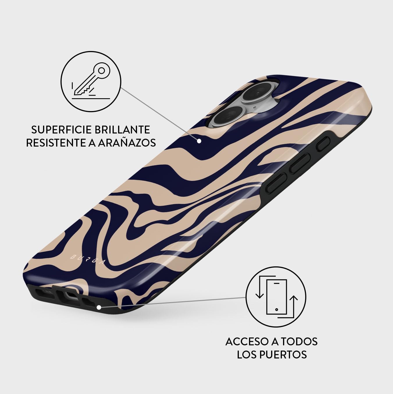 BURGA Funda Compatible con iPhone 16 Unisex – Diseño Híbrido Doble Capa TPU Absorción Impactos, Exterior Duradero Resistente Arañazos, Borde Elevado Protección Pantalla y Uso Diario