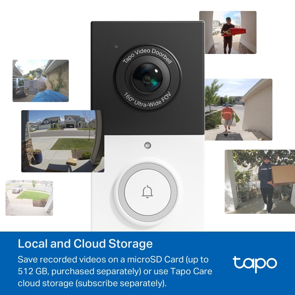 Tapo TP-Link D210 Video-Türklingel Akku (Video Doorbell) | Türklingel mit Kamera, 2K 3MP, Farbe Nachtsicht, Zwei-Wege-Audio, 6400mAh Nicht entfernbarer Akku, KI-Erkennung, Mit Chime