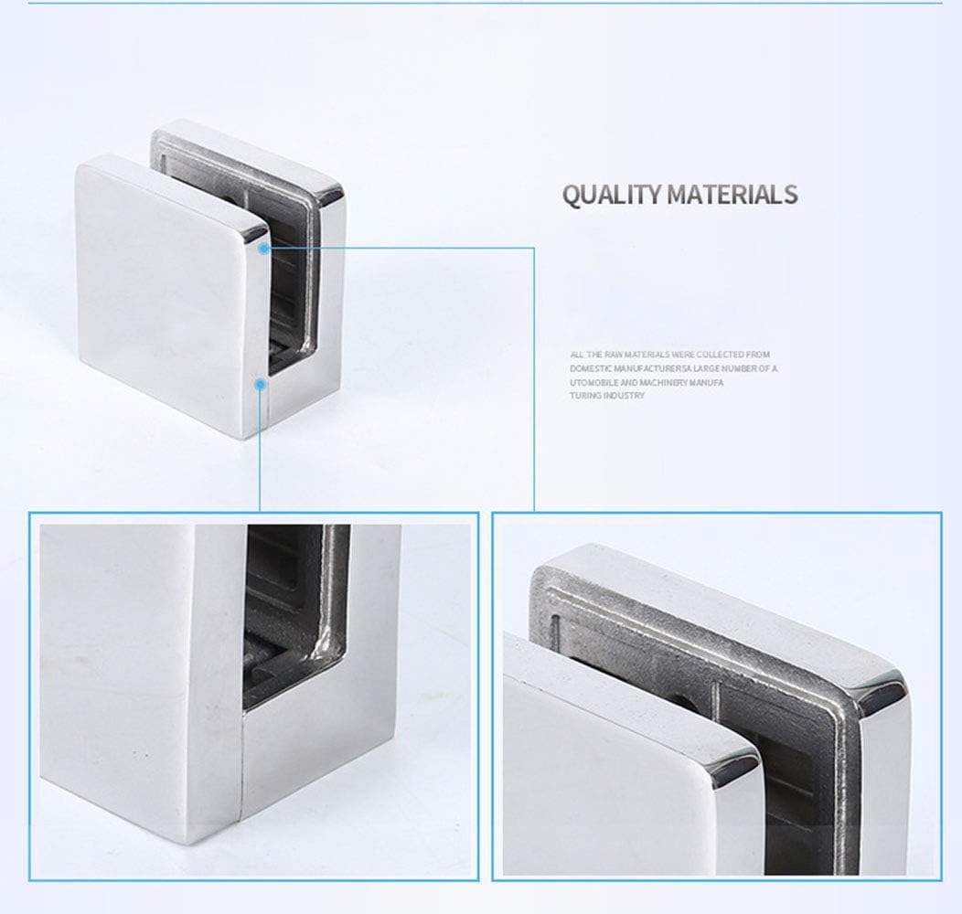 Glass Clamps 8PCS 1.8" Heavy Duty Square Glass Bracket Clamp StainlessSteel 316 Adjustable Glass Clips Kit with Rubber Gaskets for 8-12mm Glass