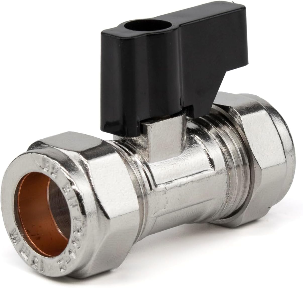 TC 15mm Compression Isolation Valve with Black Lever Handle Thumb Turn Bolofix Isolating Valve WRAS Approved - Pack of 5 - Image 4