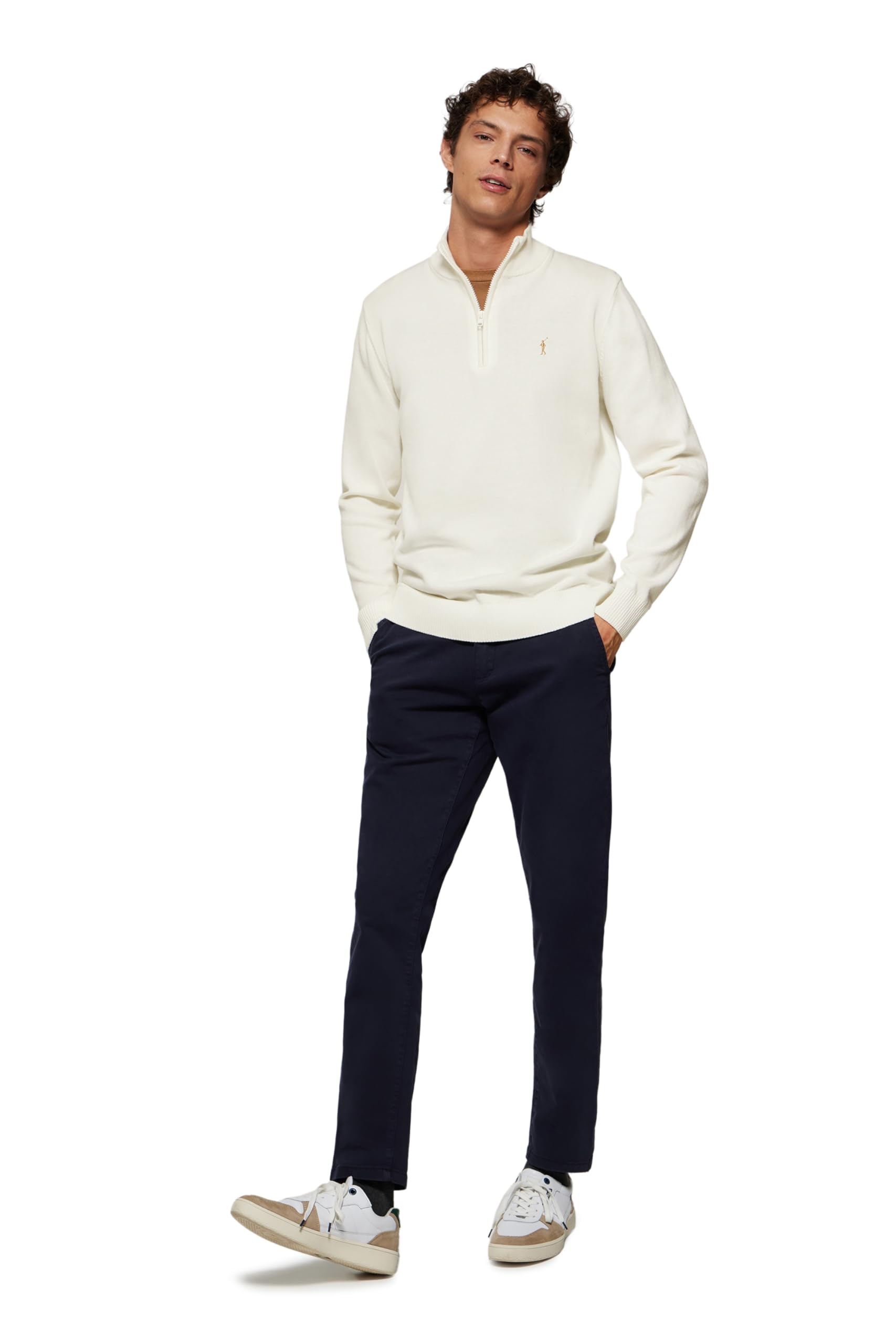 Polo Club Maglione Uomo Maniche Lunghe Maglioni con Cerniera sul Collo Pullover 100% Cotone