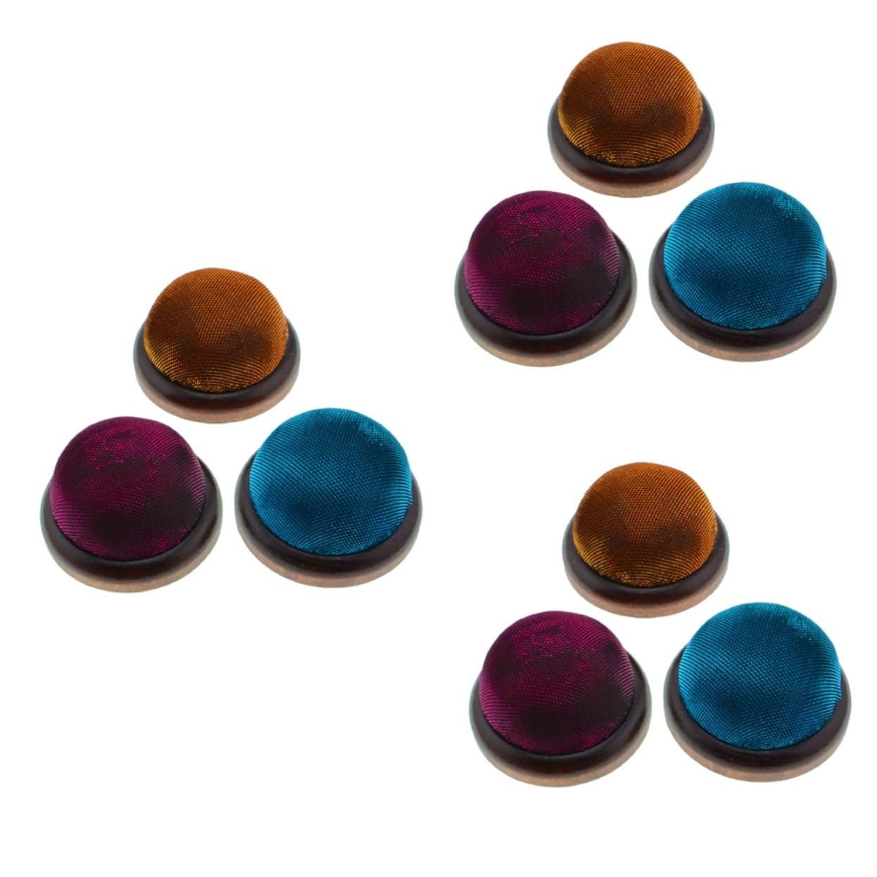 STOBOK 9piezas Cojín De Agujas Base De Madera y Brillo De Dorado Rojo Azul Organizador De Alfileres Para Manualidades y Costura