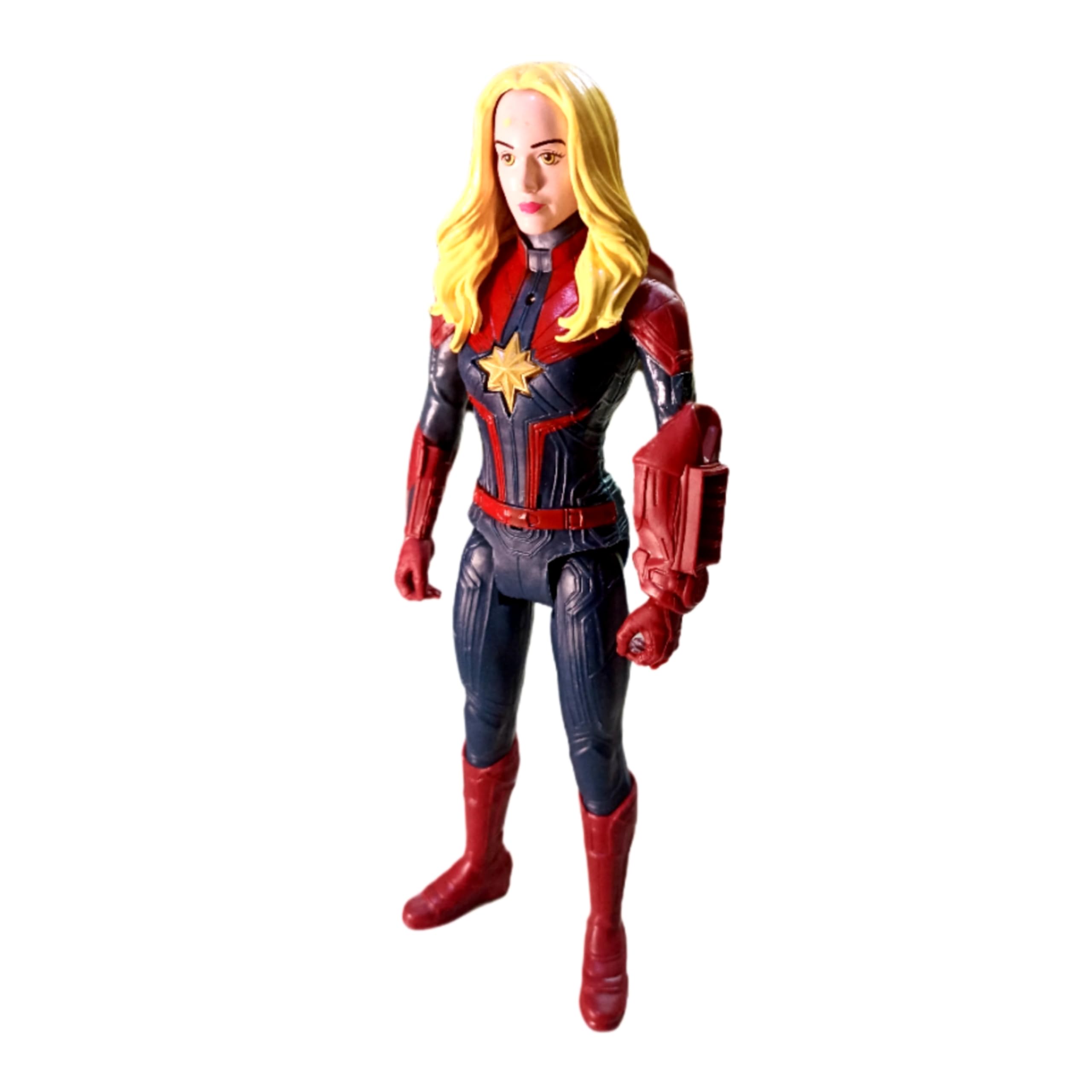 GLOWZADE® 12 inch Super Hero Action Figure Maan Along with Weapon and Light on Chest with Moveable Parts for Birthday Gifts, (Miss. Marrvel)