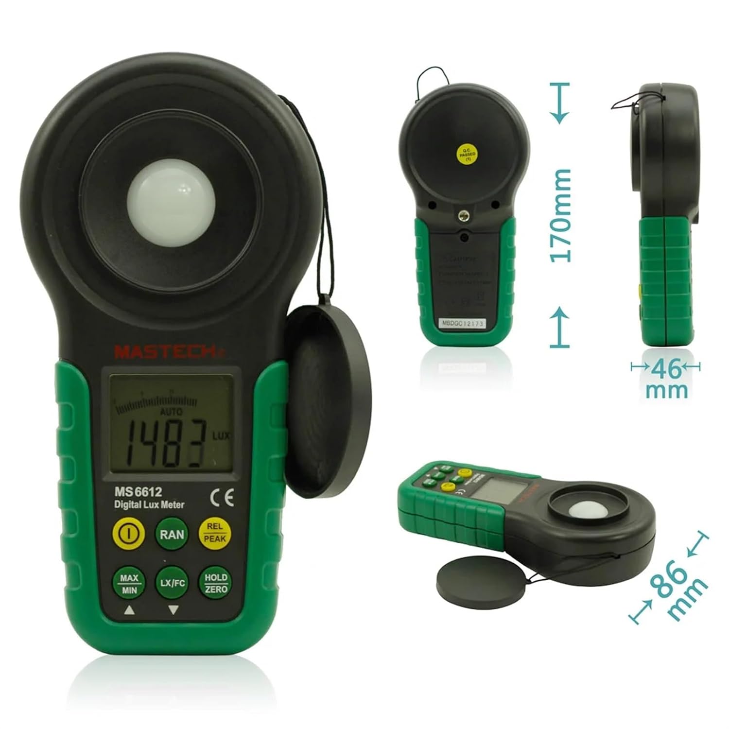 MS6612 Digital Luxmeter 200,000 Multifunction Illuminometer Light Meter Test Spectra Auto Range Peak High Accuracy