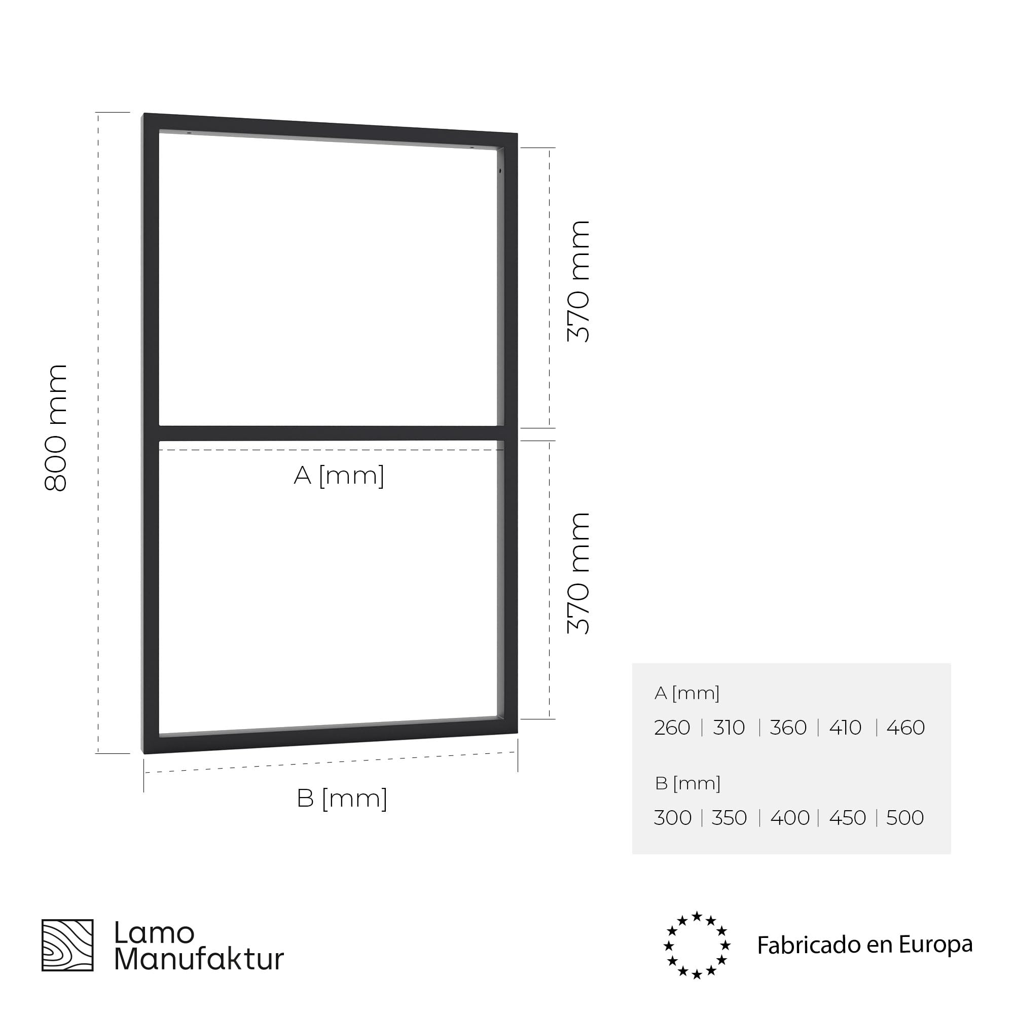 LAMO MANUFAKTUR Soporte para encimera de lavabo 40x80cm antracita set 2 piezas - Patas para mueble de baño industrial de metal con tornillos Fischer - Estructura para lavabo sobre encimera y empotrado