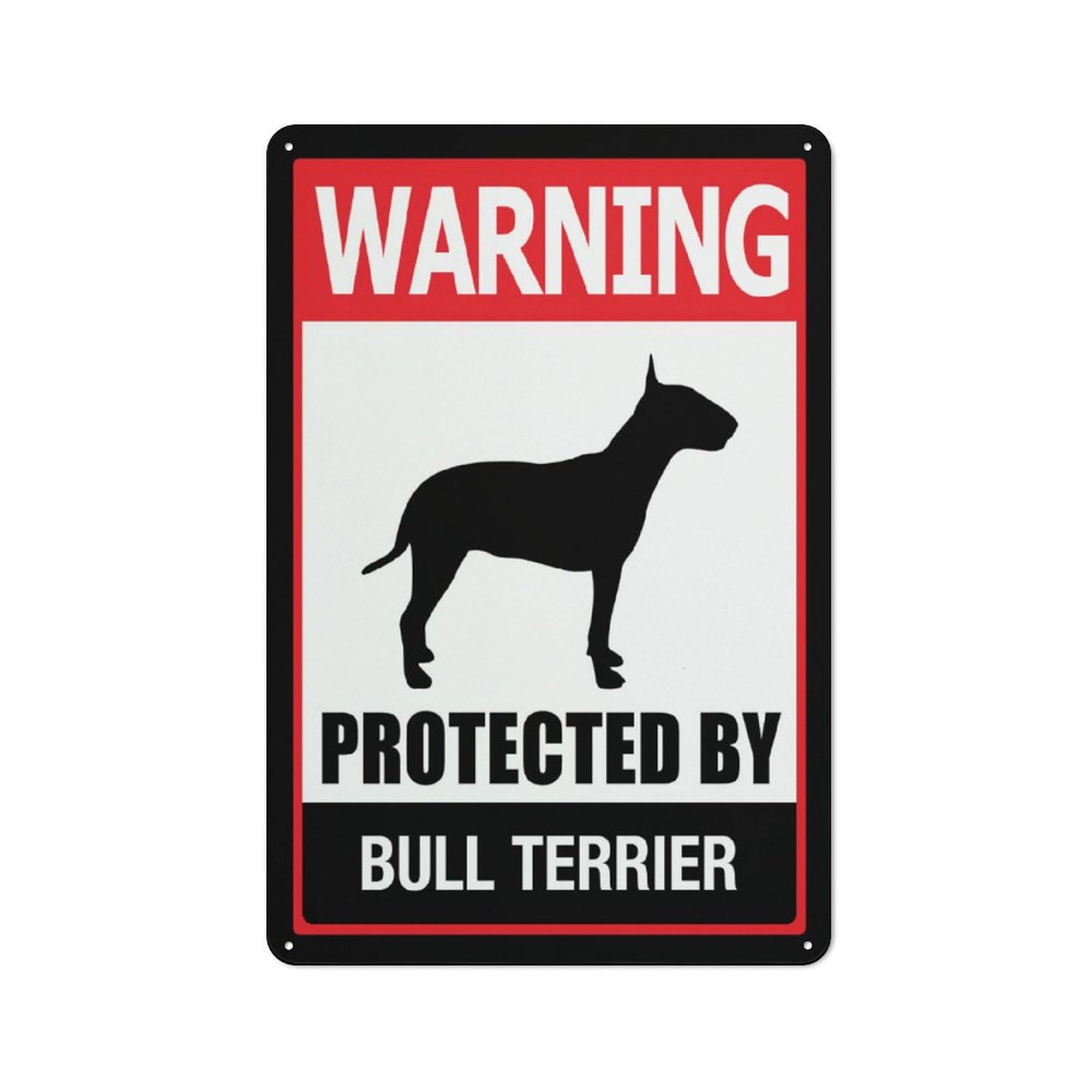 Warning Protected By Bull Terrier Sign For House 12" X 8" Yard Sign, Premium Aluminum, Sun-Proof, Rust-Free