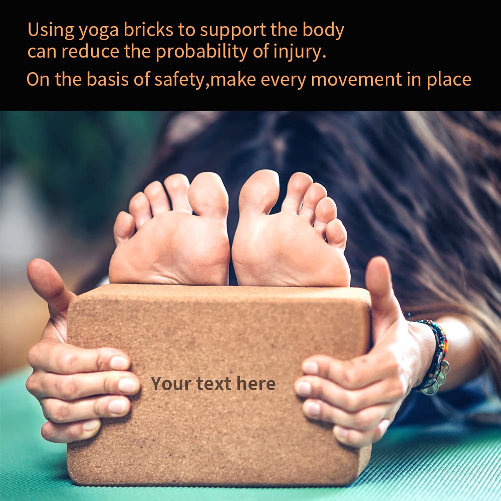 Bloques de yoga de corcho grabados con nombre personalizado.