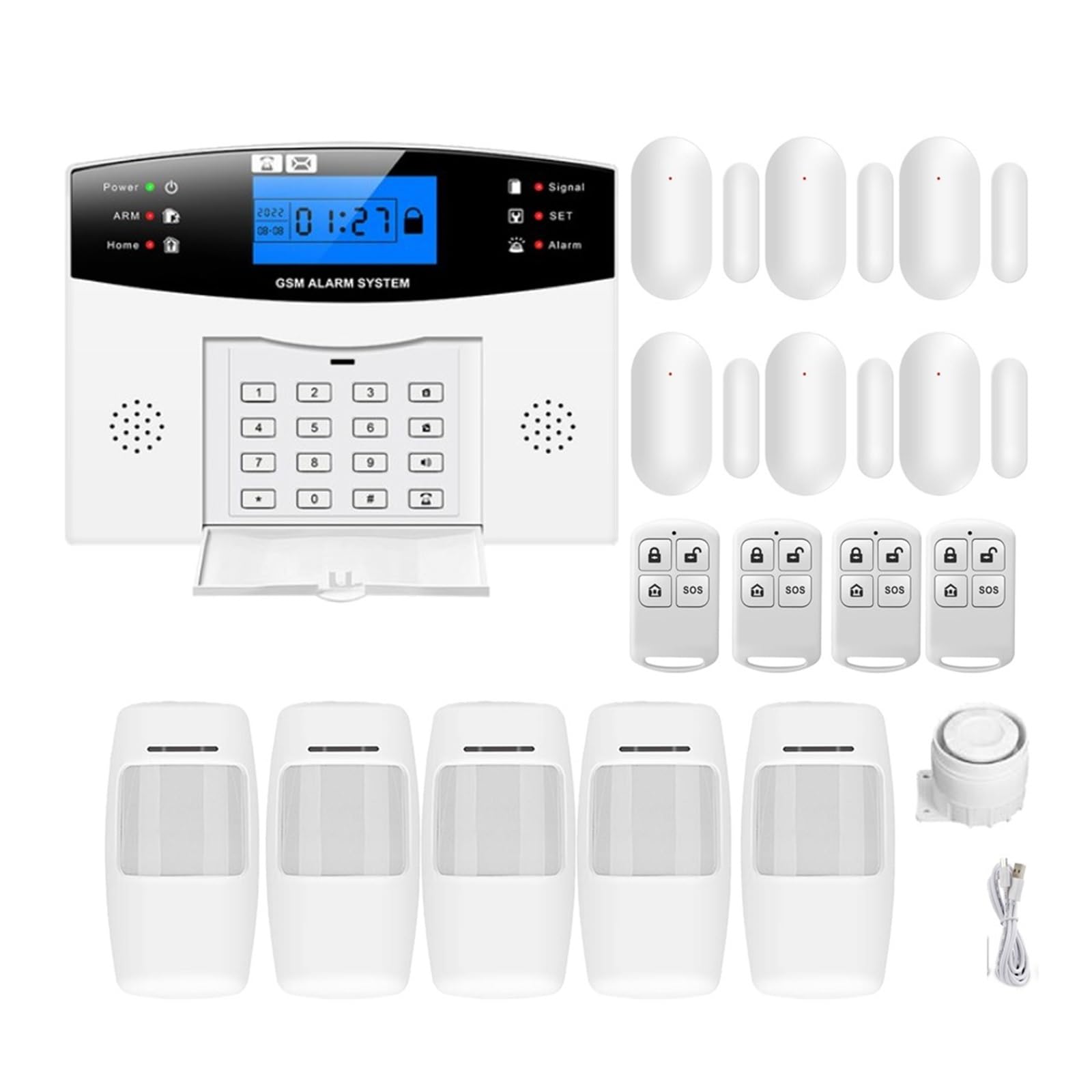 Tuya Wifi Wireless Home Security GSM Alarm System Remote Control Auto Dial PIR Door Sensor Siren Remote Monitoring(Kit J)