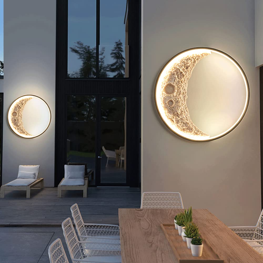Lampada da Parete Creativa per Camera da Letto, Moderna Applique da Parete a LED, lampade da Parete in Metallo con Decorazione a Forma di Luna in Resina, Semplice corridoio, Luce d'atmosfera per