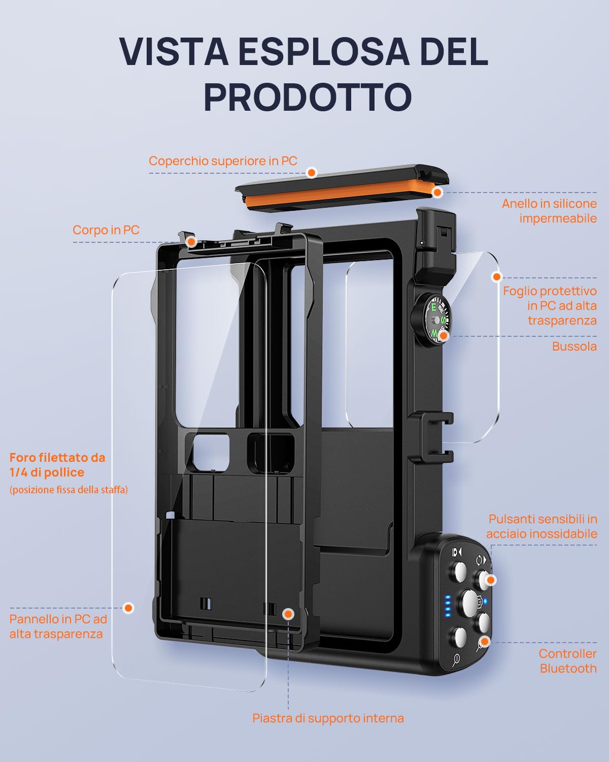 Custodia Impermeabile Smartphone Compatibile con Bluetooth, 15M [Universale] IPX8 Cover Subacquea Professionale per iPhone Samsung Galaxy Huawei XiaoMi Oppo Vivo Android 4.7-6.9'', Nero