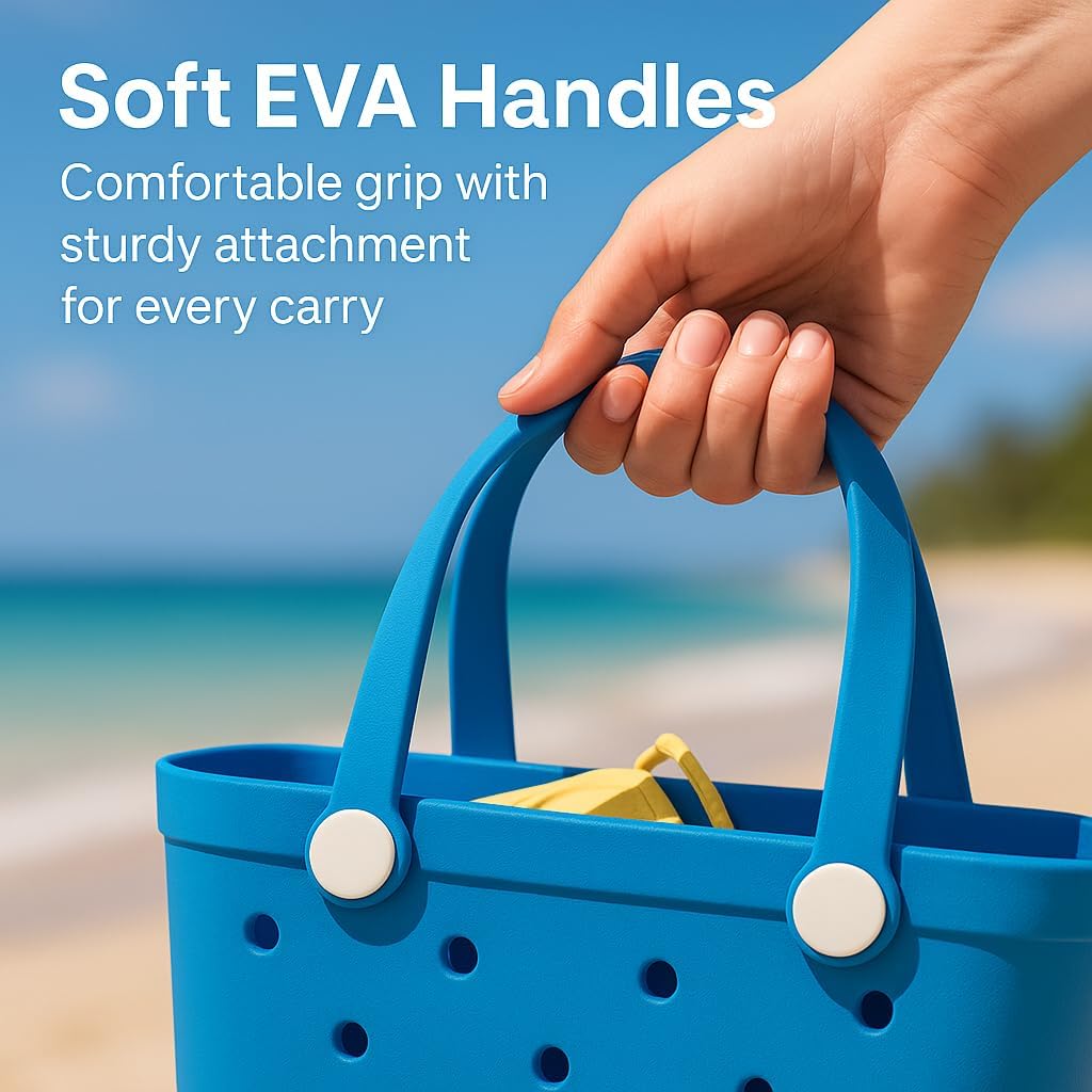 EVA Waterproof Beach Tote Bag-Large Sand Proof Tote with Handles for Women&Men|Lightweight Pool,Travel,Shopping Bag - Image 2
