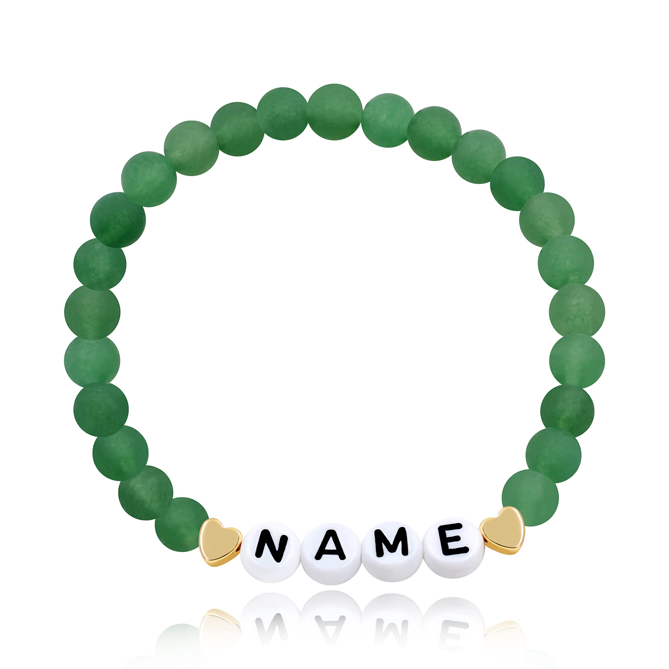 Created Morganite Matte Flower Stone Crystal Beads Personalized Name Strand Bracelet for Women Girls,Custom Name Letters Numbers Bracelets for Birthday New Year Gift