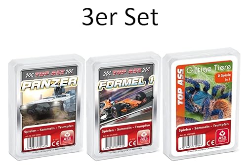 AssAltenburger 3-er Set Quartettspiele - Quartett Kraft und Ausdauer bestehend aus 1. Panzer - 2. Formel 1-3. Giftige Tiere
