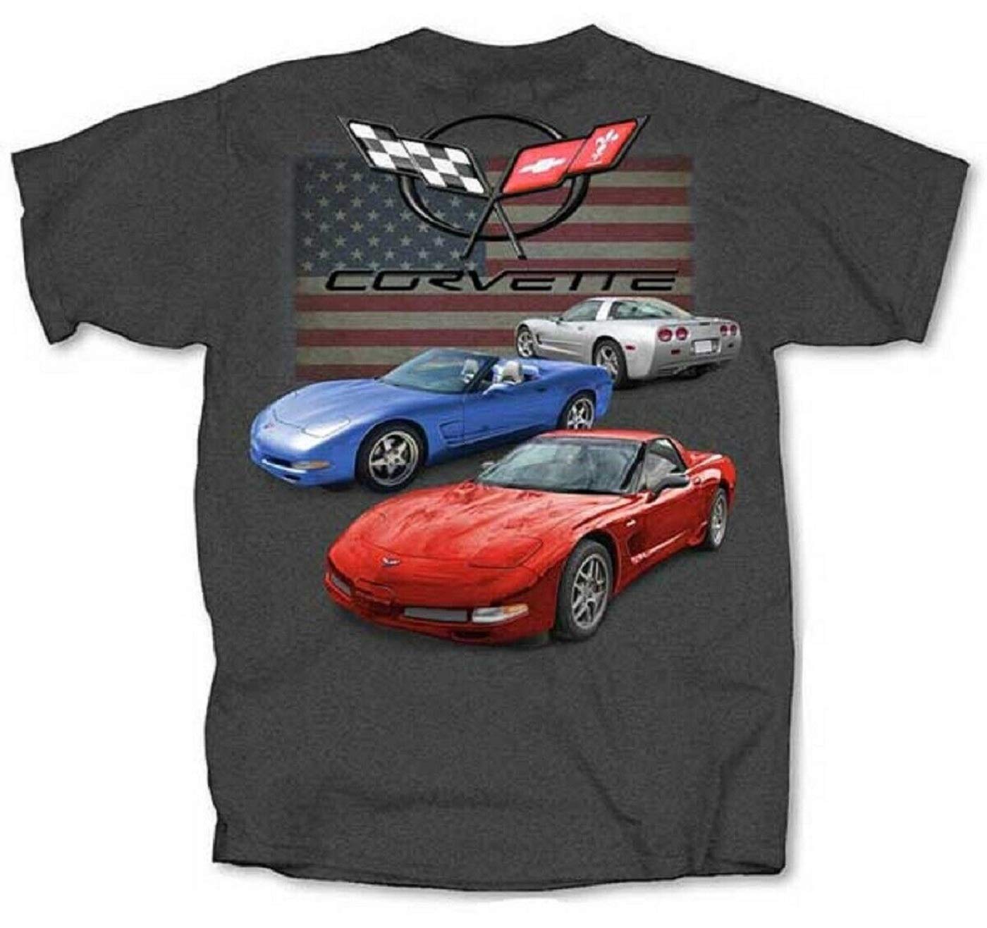 Corvette Central T-Shirt C5 American Flag Dark Heather (Medium)