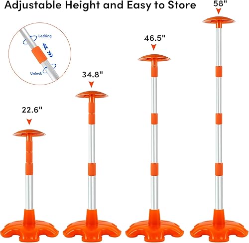 Miniatura 3 de Paquete de 2 postes de soporte para cubierta de barco, poste de soporte de aluminio ajustable en altura con base de goma antideslizante, sistema de