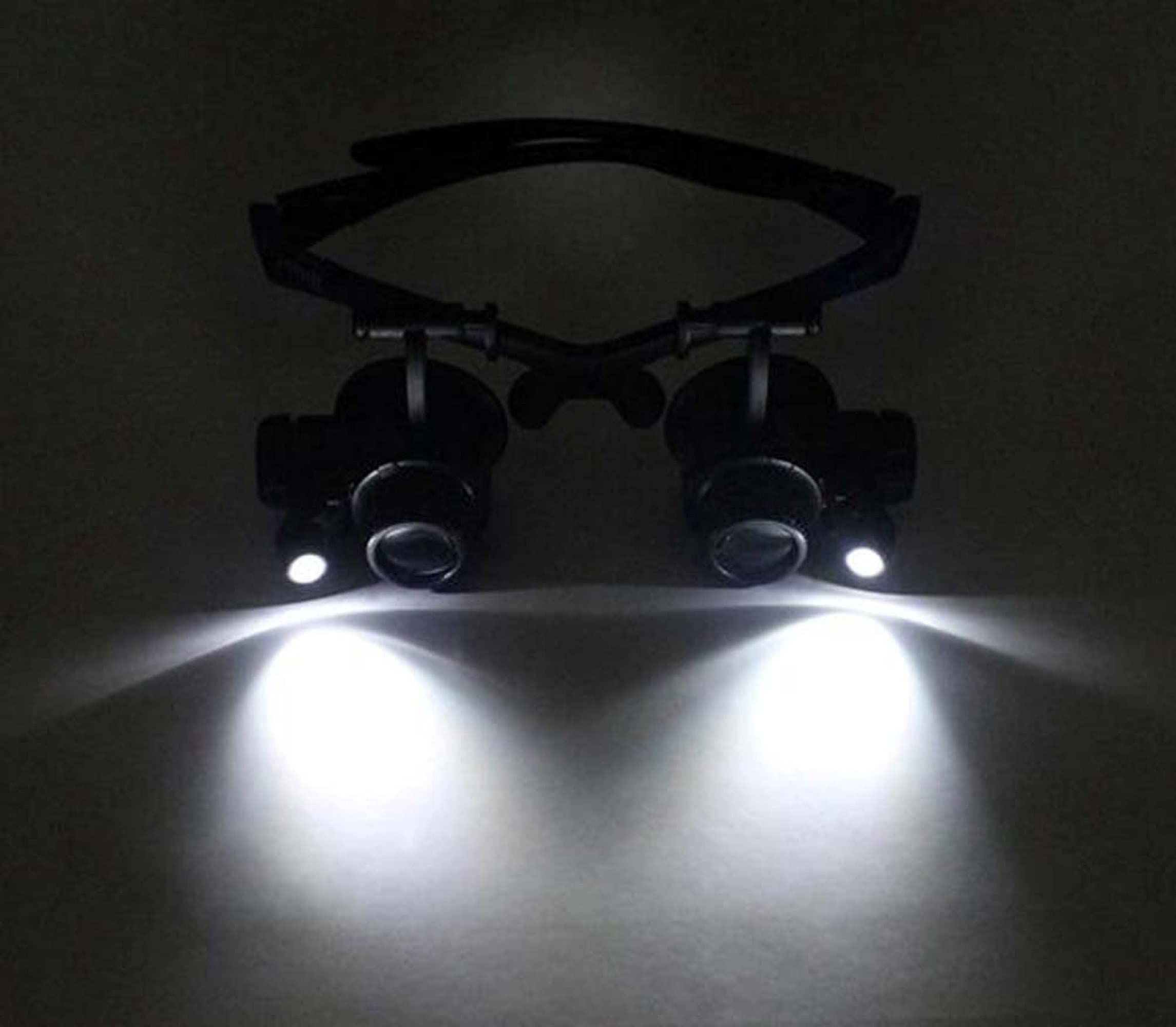 AGAATI 5X 15X 20X 25X Gafas Dobles Lupa Cabeza con lupas Auriculares Lupas iluminadas Juego de Herramientas con luz LED para reparación de Relojes Lupa de joyero