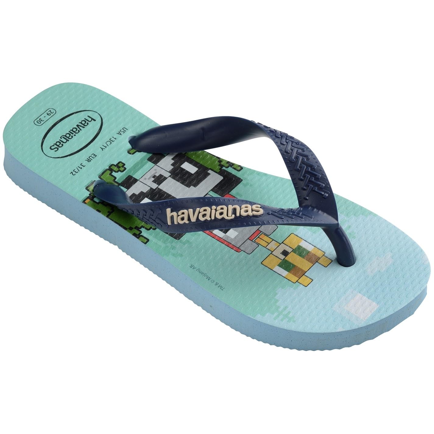 Havaianas Kids Minecraft Boys FlipFlop Lavander Blue 12/13 UK Child
