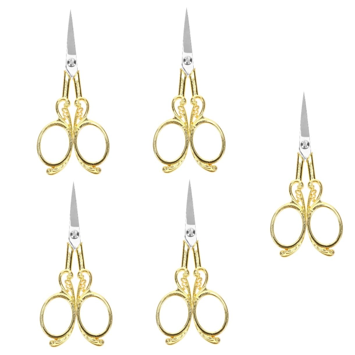 SHINEOFI 5pezzi Forbici Inossidabile Per Cucito e Ricamo Design Vintage Elegante Per Uso Domestico e Ufficio Facili Da Usare Per Tessuti e Filo
