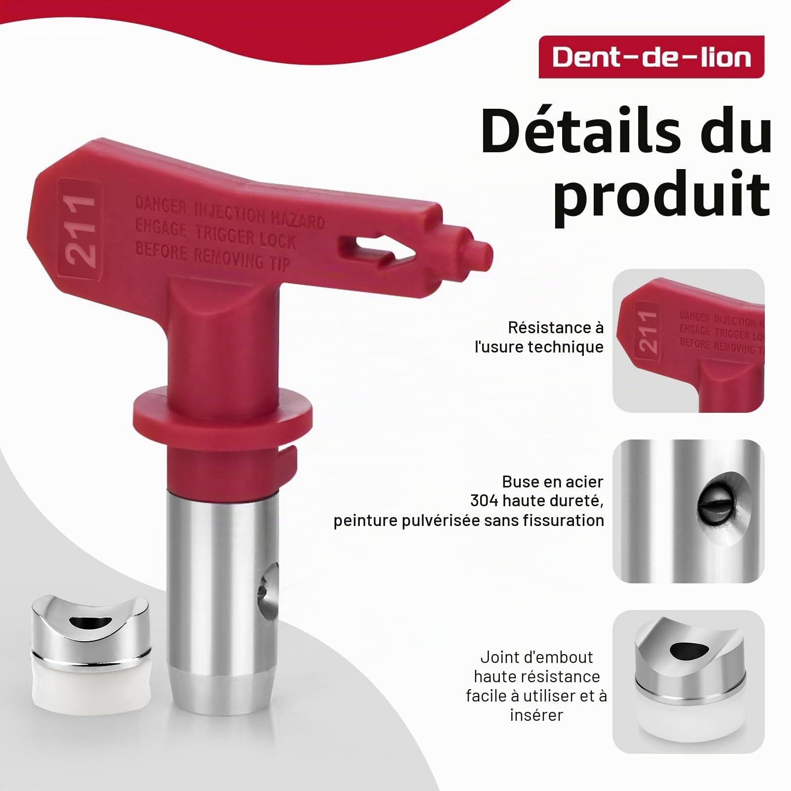 Ensemble d’Accessoires de Pistolet de Pulvérisation sans Air – 21 Pièces avec Buses Réversibles, Tiges d’Extension et Garde-Buse