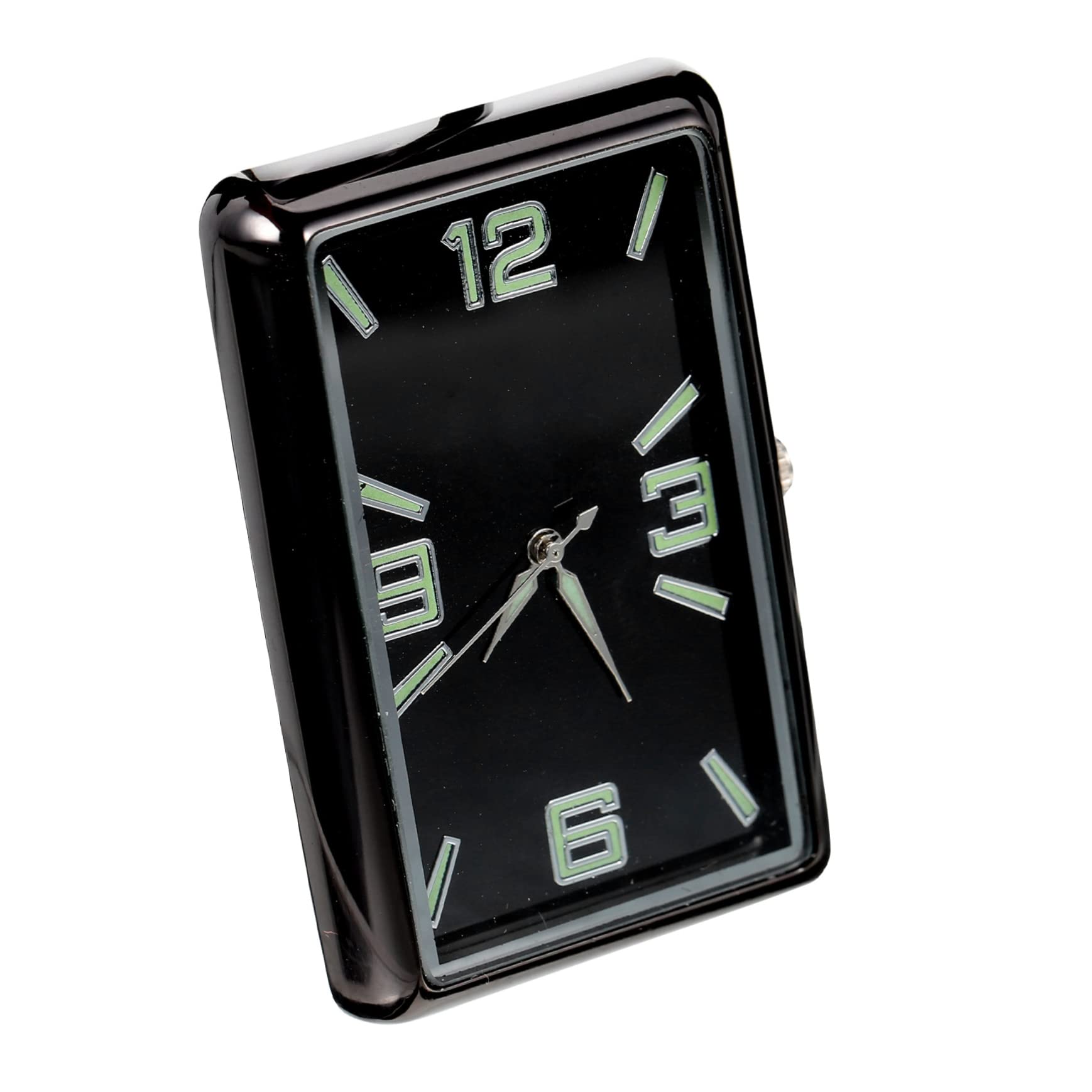 Reloj Analógico Adhesivo para Coche, Pequeño Reloj Cuadrado de Aleación y Vidrio, Adorno para Salpicadero en Oficina y Hogar