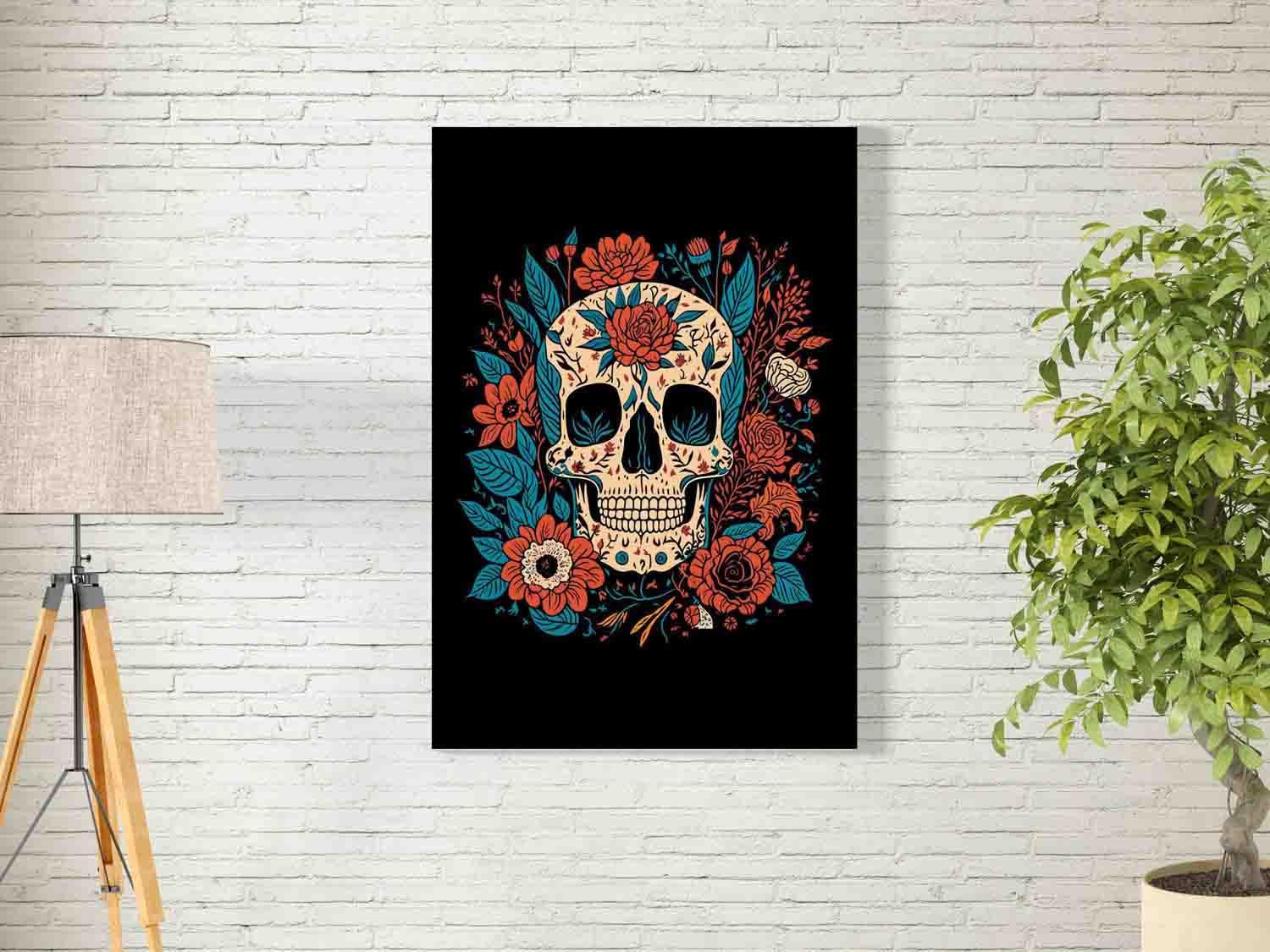 BPA® Skull And Botanical Wall Art For Decoration Easy To Hang, 55X35Cm, 1Pcs