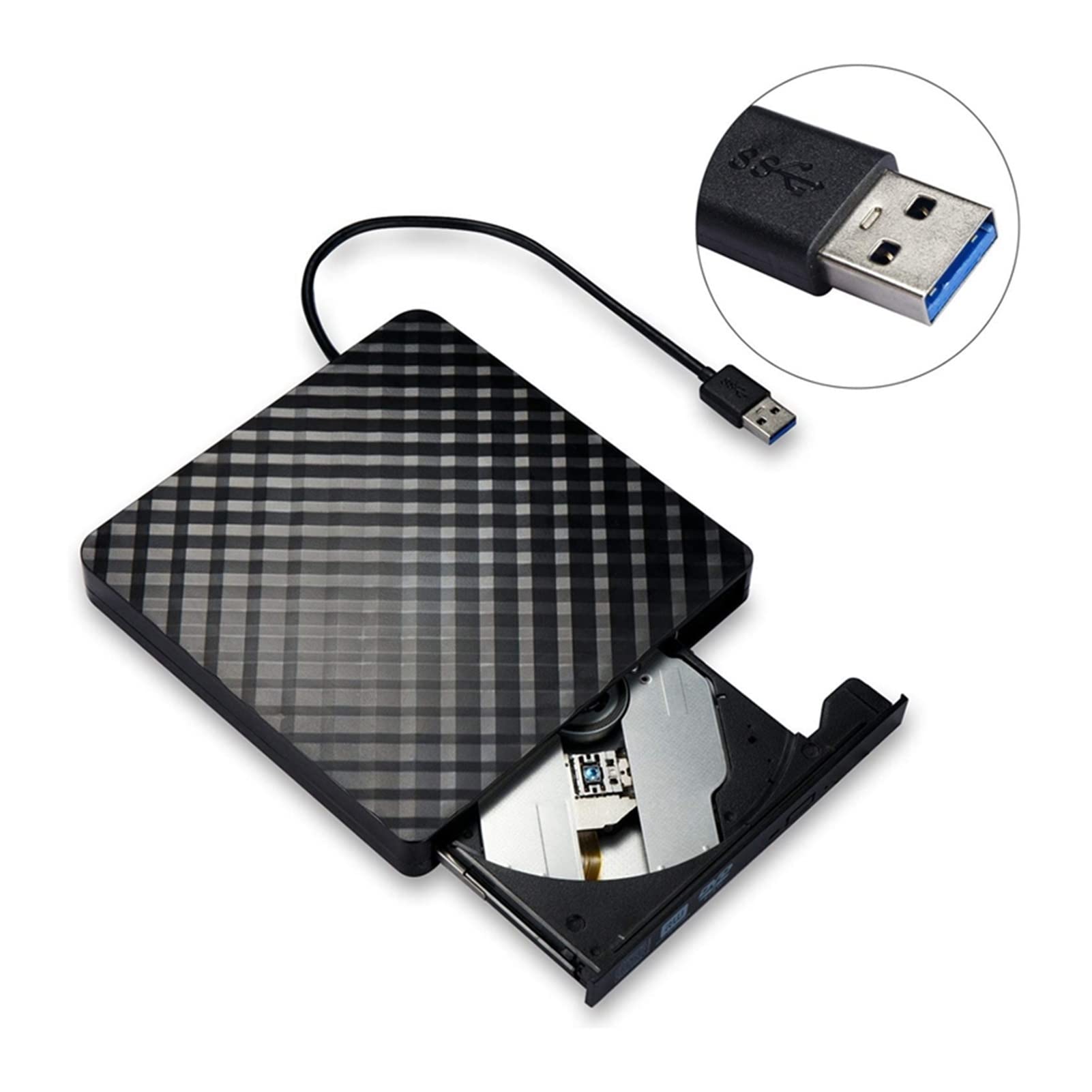 Externo DVD Conducir USB 3.0, Portátil CD / -RW Drive Optical Burner Writer Laptop Desktop (Negro) Portátil