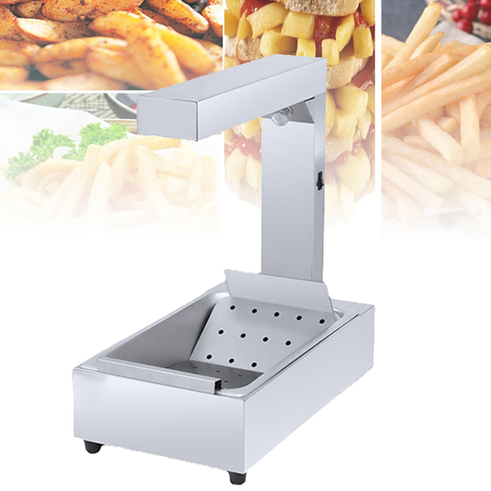 JKJZSALJ French Fry Warmer Commercial Heat Lamp, Free-Standing Warming Dump Station Countertop Food Warmer For Chips Churros Fried Food Cafeterias Hotels