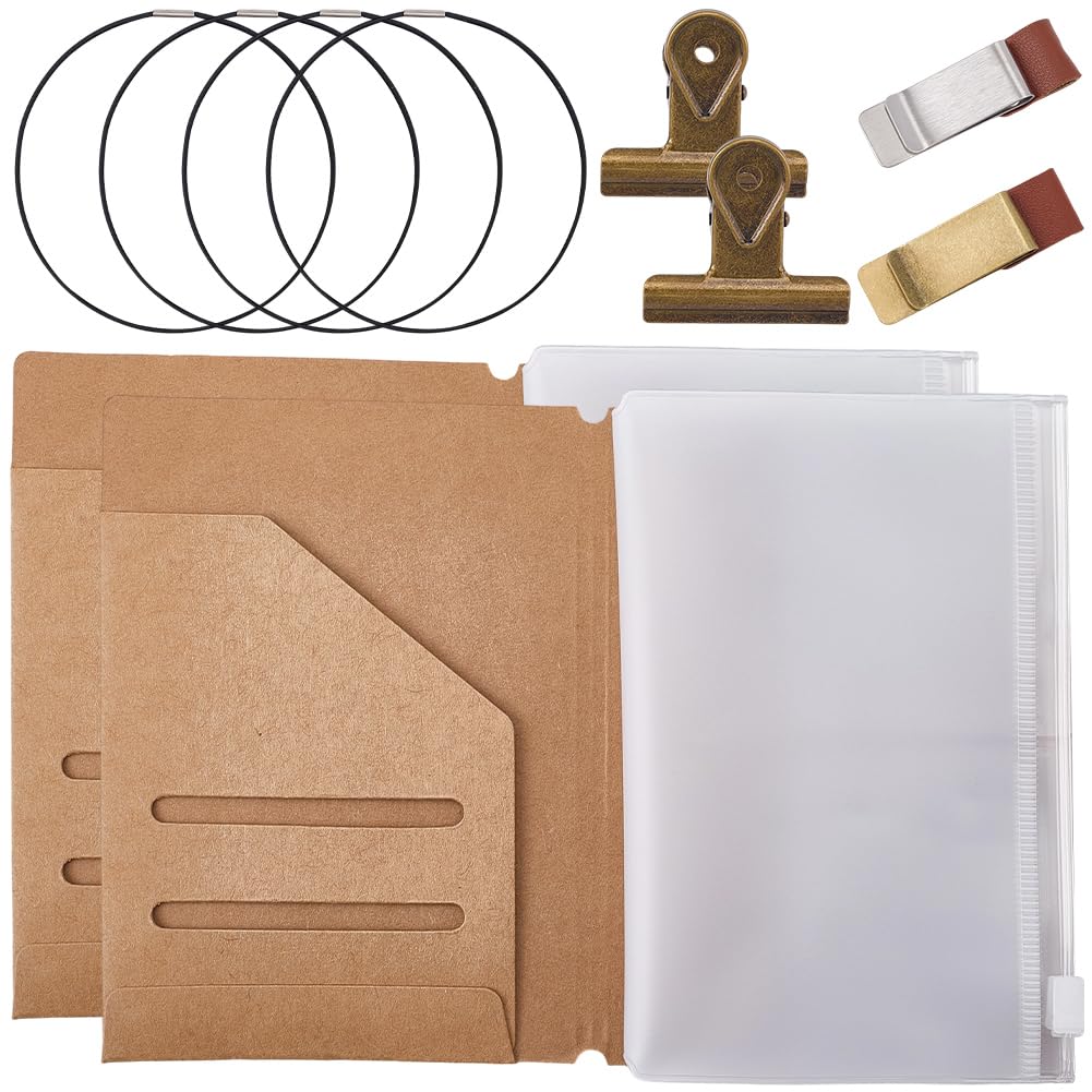 Kit de journal portable en papier kraft CRASPIRE avec pochette PVC et clip